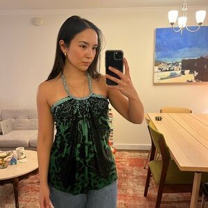 Sky Black and Green Camisole